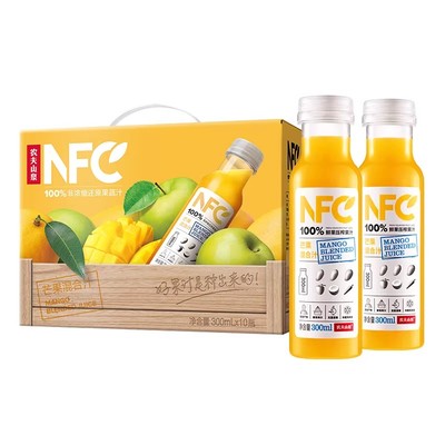 农夫山泉100%NFC果汁橙汁苹果香蕉汁纯果蔬汁轻断食饮料300ml整箱