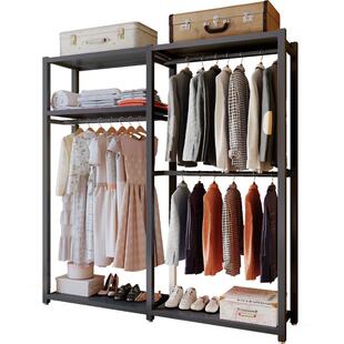 衣架卧室落地挂衣架家用简易开放式衣柜衣帽间架子组装置物架货柜
