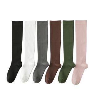 专业纯色运动压力马拉松跑步瑜伽骑行无骨5A抗菌中高筒女小腿袜子