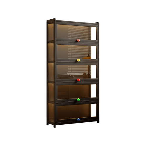 手办陈列柜展示柜亚克力带灯储物柜透明落地书架客厅置物架收纳柜