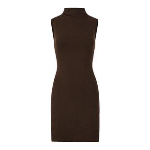 ITSNIKAR美拉德复古针织连衣裙女秋冬棕色半高领性感修身背心裙子