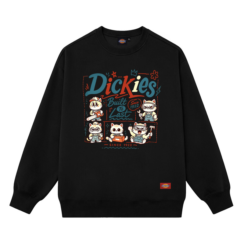 Dickies卡通小猫圆领卫衣男士