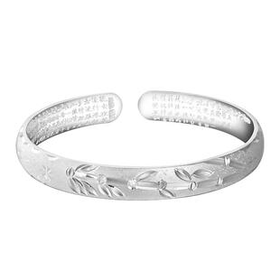 银手镯女9999纯银镯子2025新款竹节实心开口轻奢小众生日礼物女生