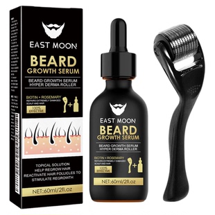 Natural Beard Growth Serum Oil Kit with Derma Roller for Men
