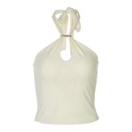 纯色高级感金属扣挂脖系带背心