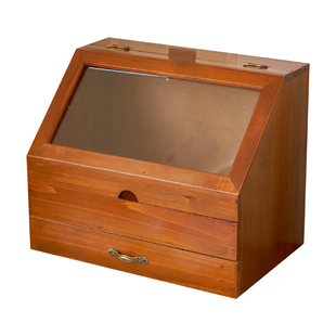 日式防尘实木复古风桌面收纳盒卧室梳妆台中式带抽屉化妆品收纳柜