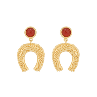 Neverfar跃马逐光系列跃马征途红玛瑙马蹄耳环女款本命年红运必备