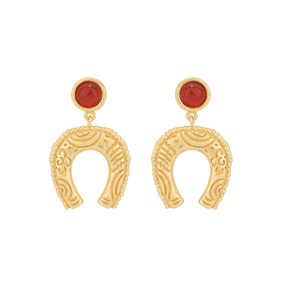 Neverfar跃马征途红玛瑙马蹄耳环