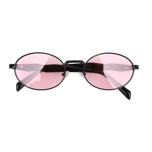 复古黑框粉色镜片小脸椭圆太阳眼镜网红墨镜女高级感方圆脸欧美风