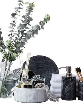 样板间卫生间大理石托盘香薰摆件