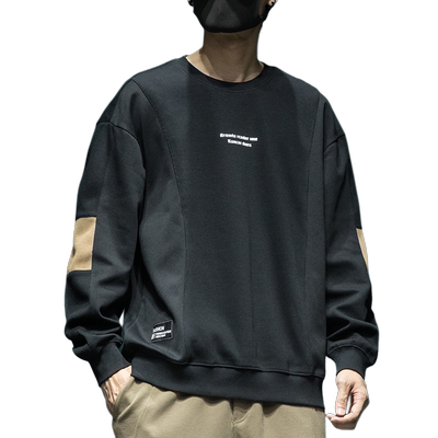 美式潮牌拼接卫衣男宽松大码长袖