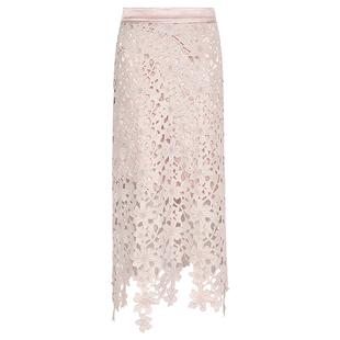 COCOBELLA[100%醋酸]重磅钩编蕾丝半身裙女烫金剪花通勤裙HS3150