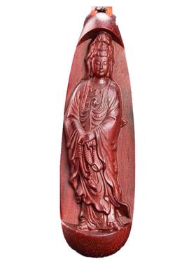 小叶紫檀观音木头雕刻牌子挂件