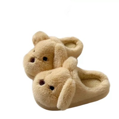 可爱小熊包头棉拖鞋女2025新款冬季室内居家厚底防滑毛绒保暖拖鞋