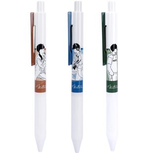 【王源同款】得力速干按动中性笔0.38加强型全针管黑色签字笔ins限定记忆简约高颜值按压式顺滑水笔学生文具