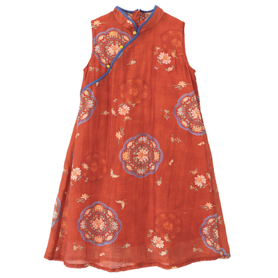 女童夏季无袖改良旗袍连衣裙