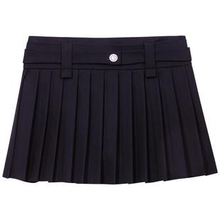 Maje2025春夏女装法式时尚学院风黑色侧拉链高腰百褶短款半身裙