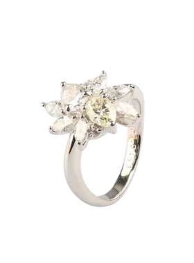 中古95新日本进口商品2颗水滴形切工钻石铂金900戒指51号