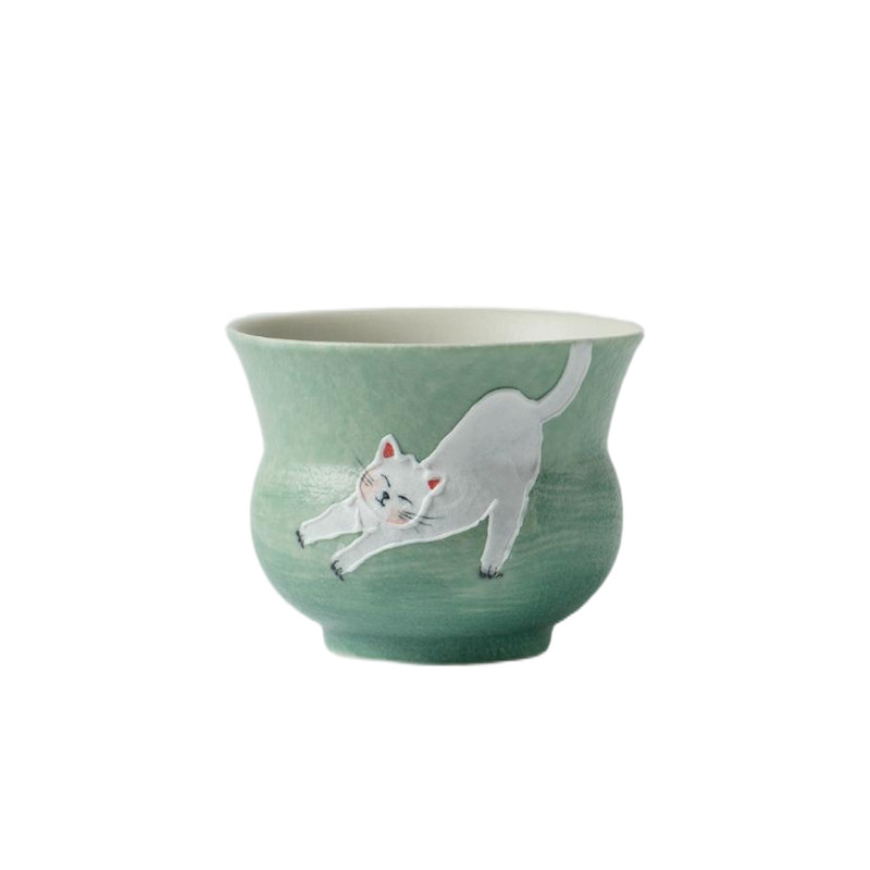 无落手绘云青猫憩提梁壶主人杯茶盘套组高档陶瓷家用中式茶具套装