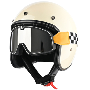 3C认证复古头盔摩托车安全帽高颜值踏板机车4分之三半盔男女四季