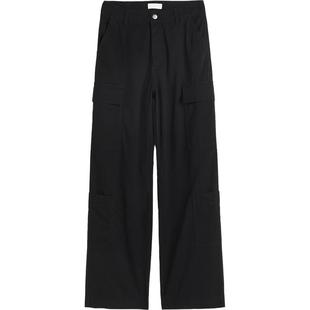 HM女装裤子冬季时尚简约宽松长款直筒工装裤1195329