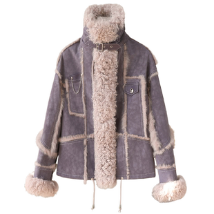 獭兔毛真皮毛一体外套女2025冬新百搭高档超大羊毛领海宁皮草大衣