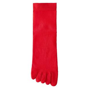 新年红色五指袜子女本命年男中筒棉袜大红正红纯色棉袜不掉色