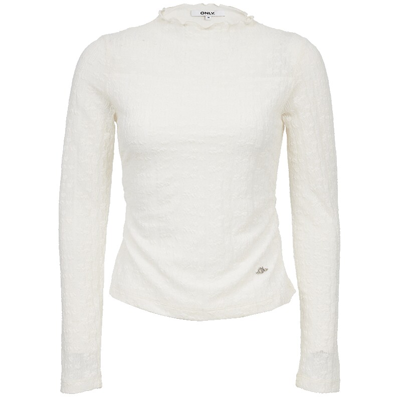 ONLY2026春季新款木耳边亲肤舒适弹力显瘦褶皱软糯肌理感长袖T恤