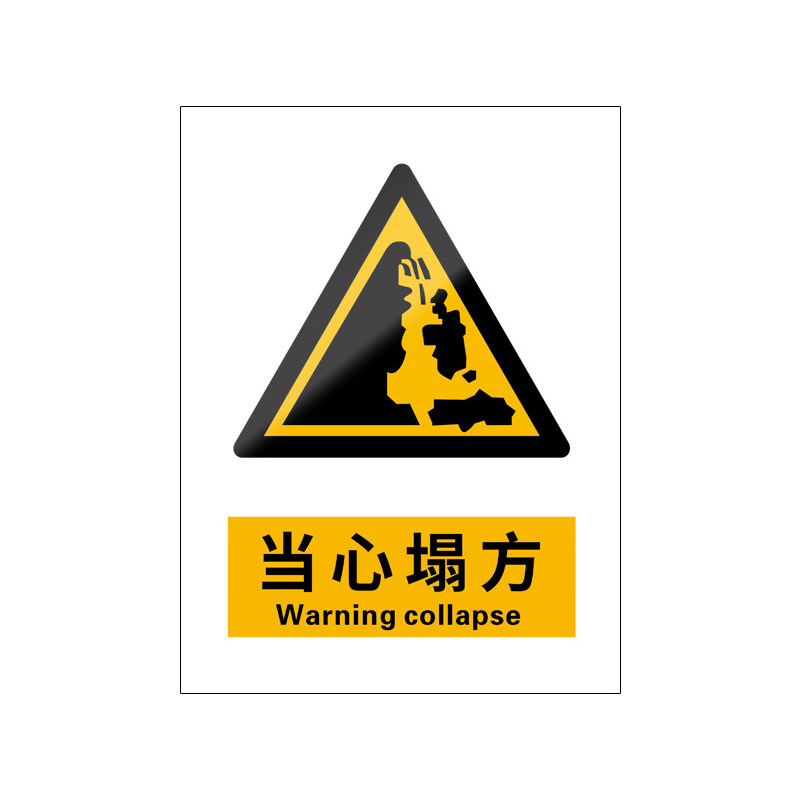 当心塌方5张装/新国标安全标识牌