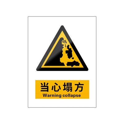 当心塌方5张装/新国标安全标识牌