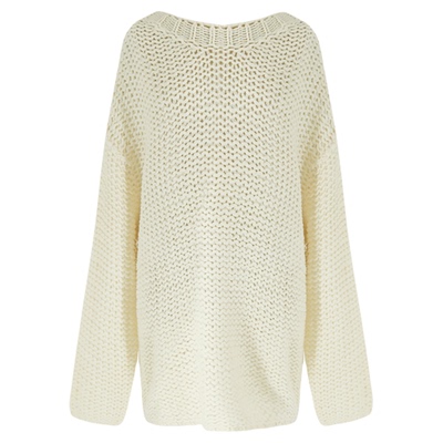 SYT自制粗针圆领宽松针织毛衣