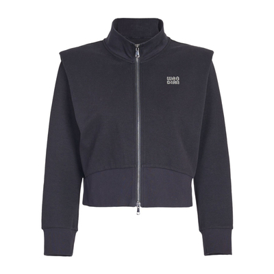 婉甸2025年秋季新品黑色拉链运动风长袖翻领式收腰外套1243O04GL2