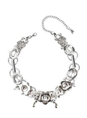 设计师原创系列朋克纽扣锁骨链