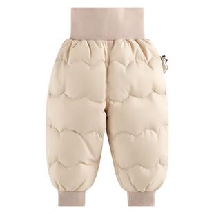 欧孕宝宝羽绒裤冬季加厚男童女童2025新款白鸭绒儿童高腰保暖裤子