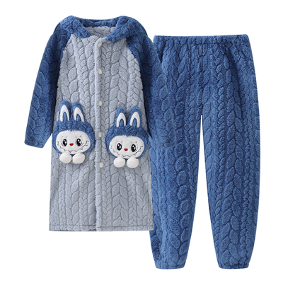 拉布布男童珊瑚绒秋冬款套装睡袍