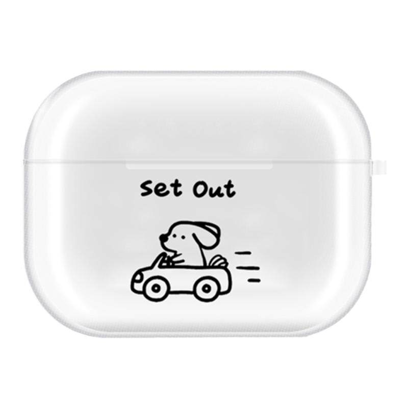 创意可爱开车小狗airpods 4保护套透明蓝牙耳机壳airpodspro2保护套airpods Pro3保护套适用苹果