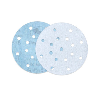 6寸17孔干磨砂纸 电动费斯托自粘圆形白沙纸5寸6孔抛光植绒打磨片