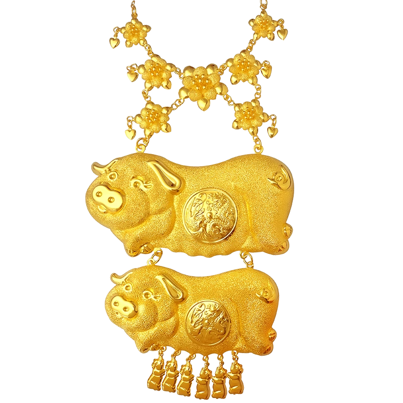 金店同款龙凤猪牌项链收藏送戒指