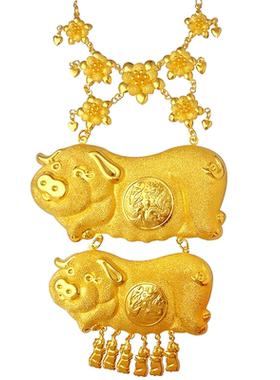 金店同款龙凤猪牌项链收藏送戒指
