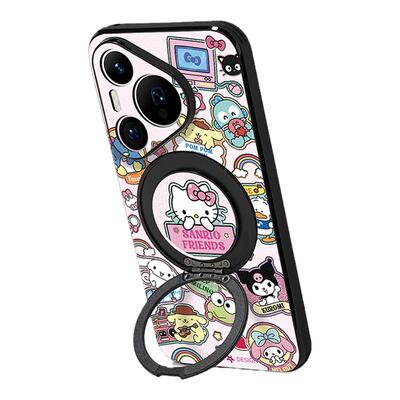 三丽鸥贴纸适用华为Pura80pro手机壳磁吸pura70支点壳新Ho3支架全包旋转支架一体创意p70保护套高级防摔por+