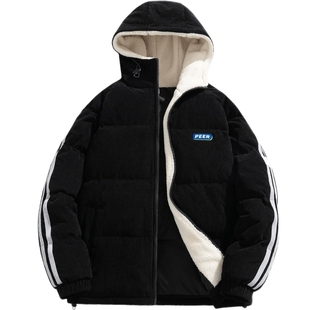 回力棉衣外套男士冬季灯芯绒加绒加厚羊羔绒棉服男款冬装棉袄上衣