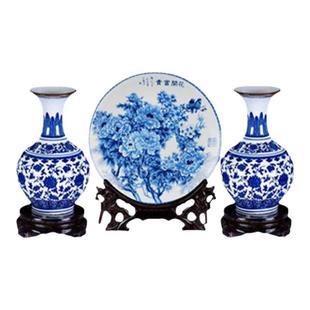 景德镇陶瓷器 仿古青花瓷小花瓶中式家居装饰酒柜客厅工艺品摆件