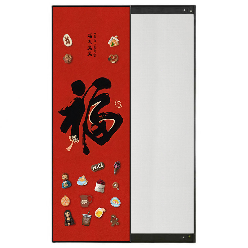带磁吸新中式隐形穿衣镜现代简约隐藏式全身镜照片墙关闭推拉暗藏