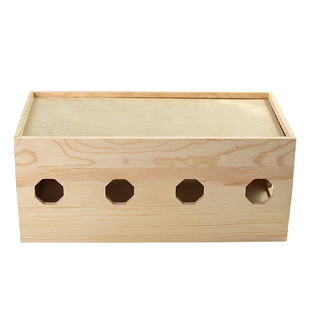 烧木色集线盒实木复古简约插排电线收纳盒插座插线板盒电源线盒