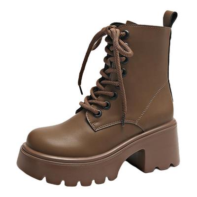 正品棕色马丁靴女复古真皮靴子