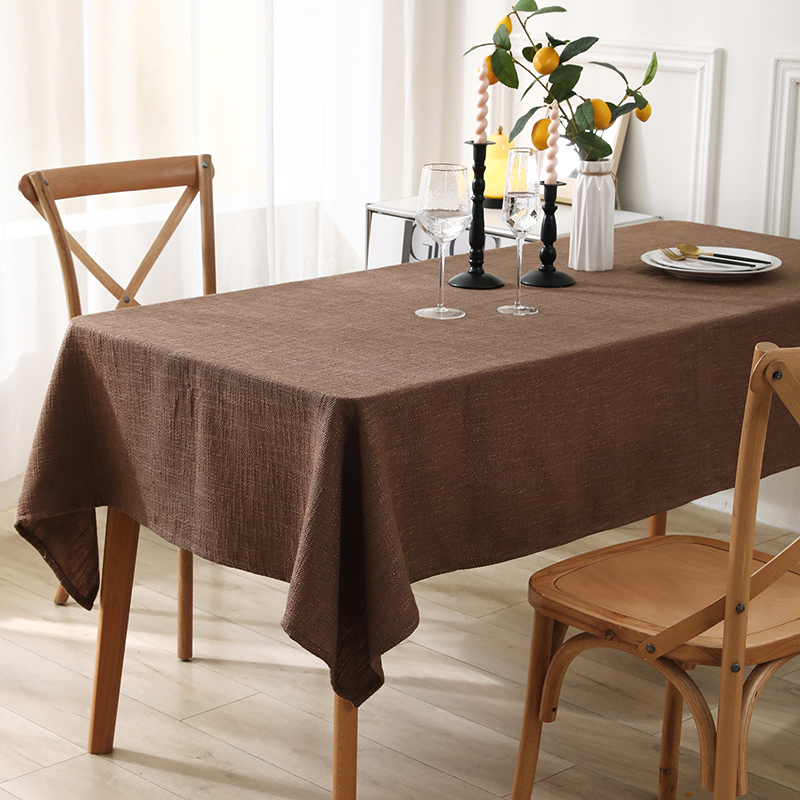 咖色棉麻布艺桌布棕色亚麻加厚酒店办公会议台布中式复古餐桌盖巾