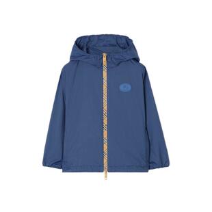 【新款】BURBERRY儿童 格纹饰带尼龙连帽外套男童 81300931