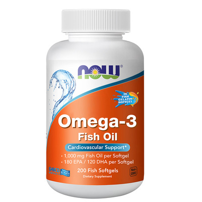 【自营】NOW诺奥欧米伽3深海鱼油软胶囊Omega3中老年1000mg*200粒