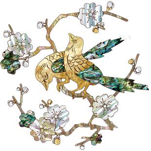 水移画贴纸仿螺钿转印贝壳中式仿古家具圆凳木盒柜子改造美化装饰