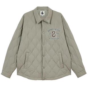 杰克琼斯25年新款男装百搭毛粘绣花装饰轻薄衬衫式羽绒服夹克